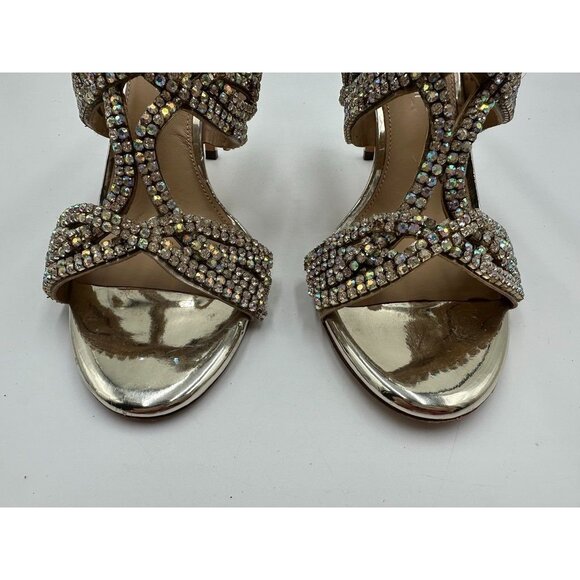 Antonio Melani Shoes Size 9 Gold Bling Leather Holiday Dress Up Rhinestone - Picture 4 of 12